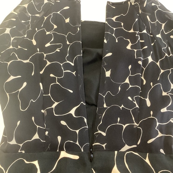 Club Monaco Silk Mixed Media Dress Black Tan Long Sleeve Abstract Print Luxury - Picture 5 of 9